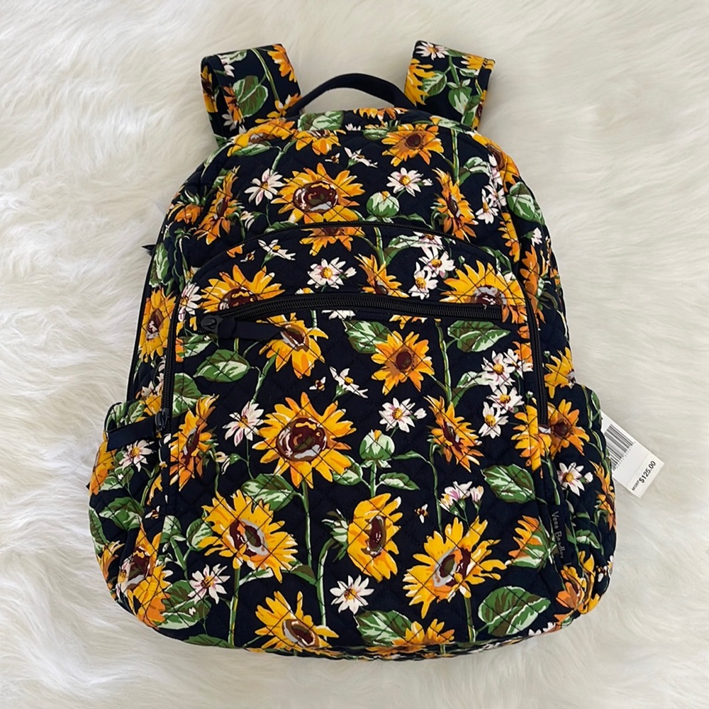 NWT Vera Bradley Large Campus Backpack Sunflowers